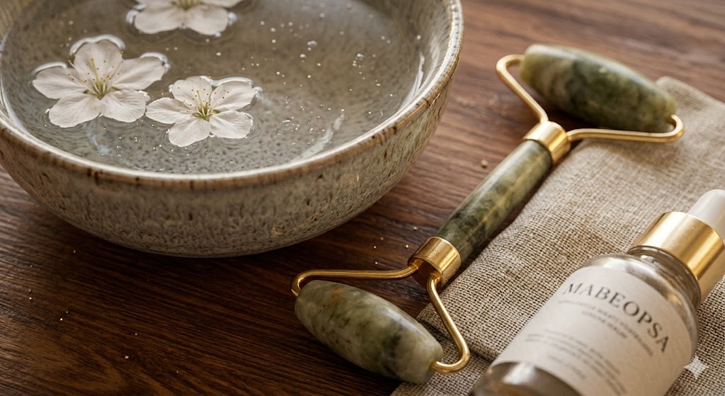 Mains expertes effectuant un soin facialiste, inspiré des techniques ancestrales